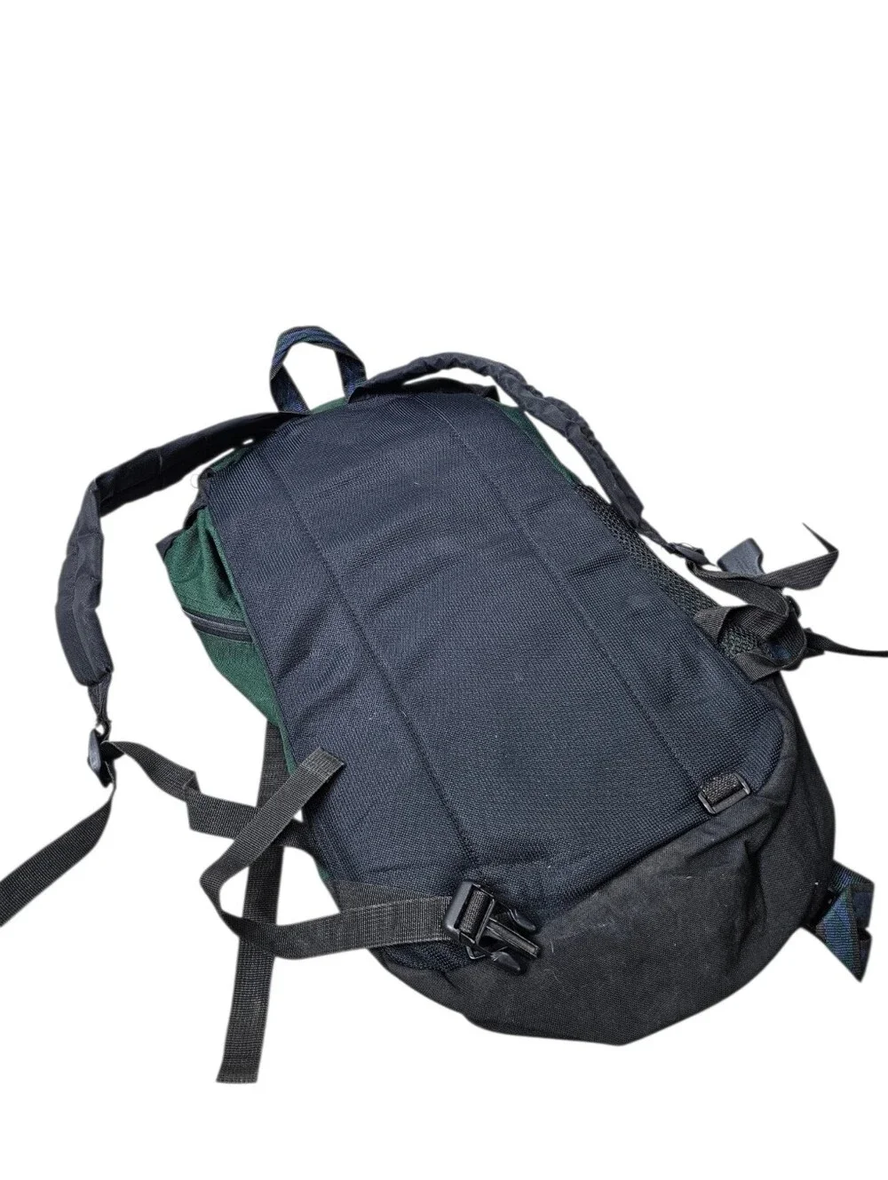 Vintage JanSport Hiking Backpack Green Black Made in USA Outdoor Daypack